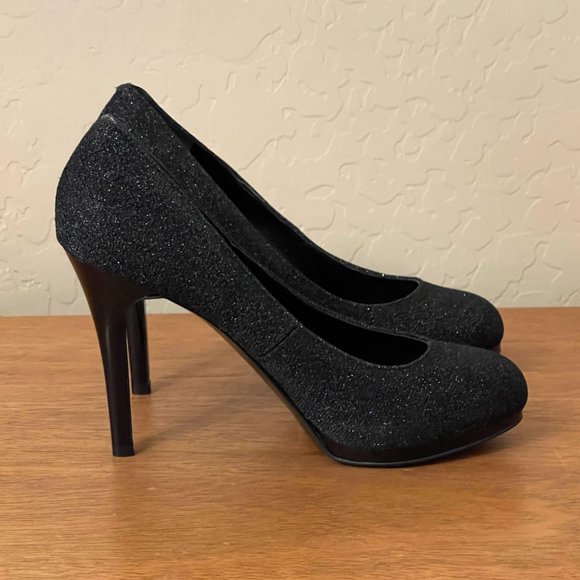 Nine West 6.5 Selma Black Sparkle Platform Heel Pumps Barely Worn!! - Picture 6 of 11